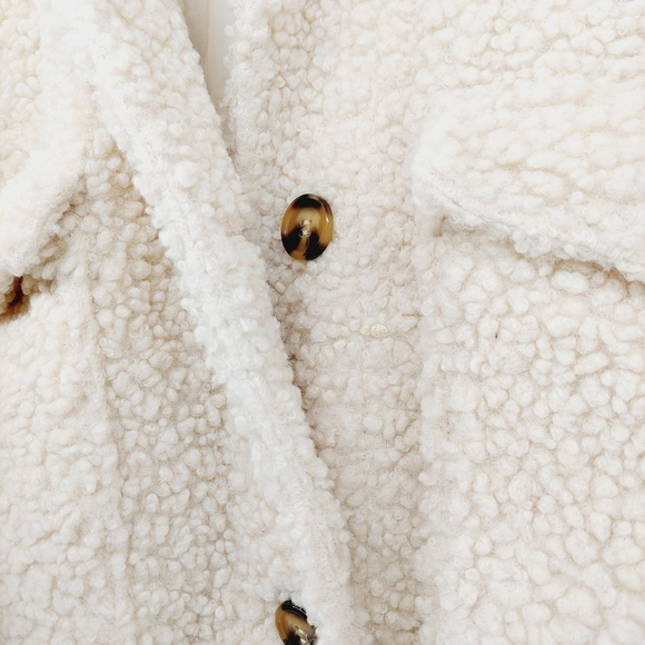 Vigoss® Ivory Cozy Long Sleeves Pockets Sherpa Longline Shacket Z99 - Picture 7 of 12